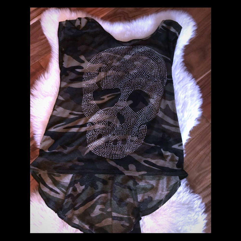 Camo skull blouse/shirt